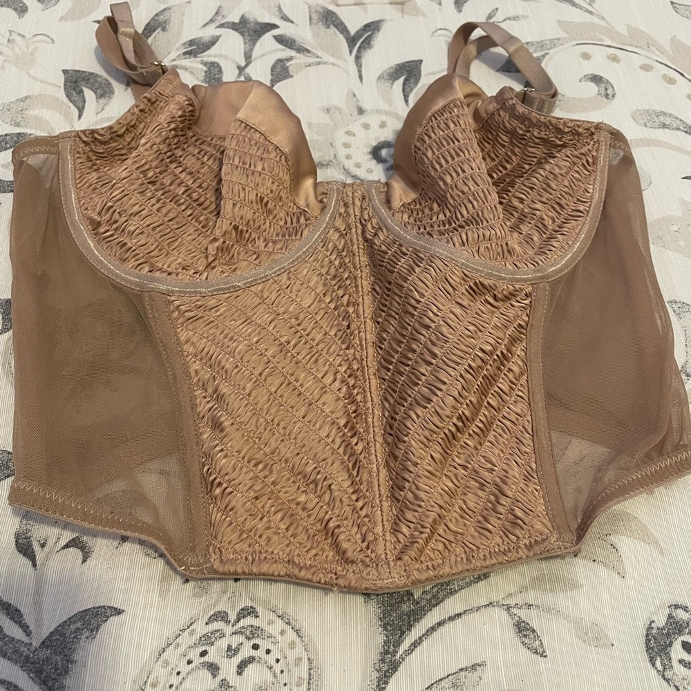 Brown Mesh Bustier Top